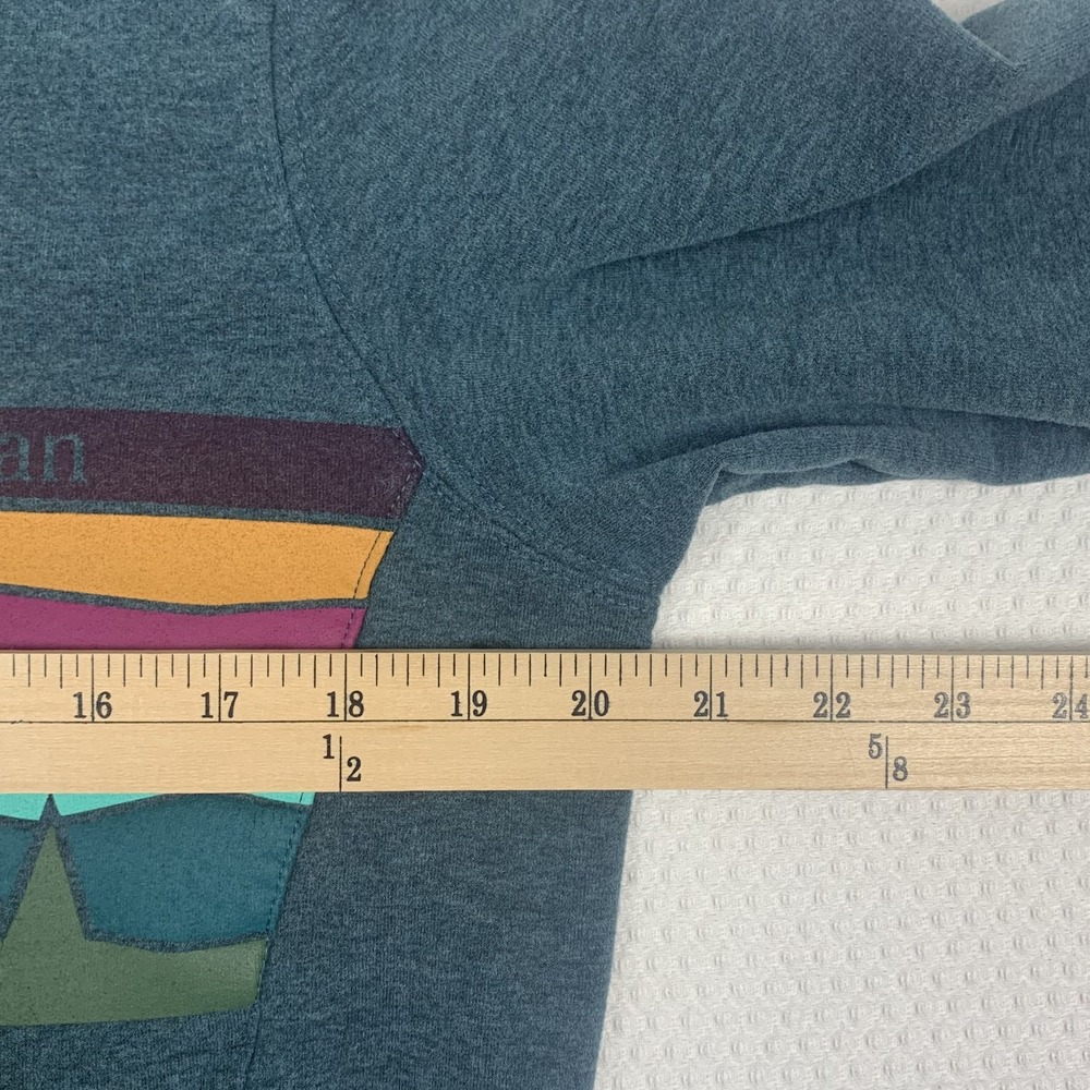 L.L. Bean Comfort Camp Hoodie Womens M Teal Graphic Mountain Pullover 505617 - Picture 11 of 16